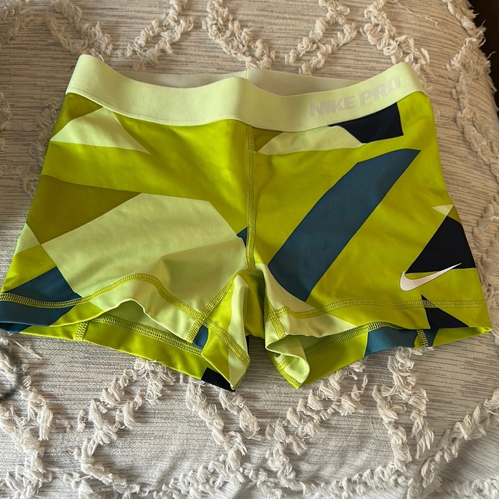 Nike Pro Lime Green and Navy Shorts